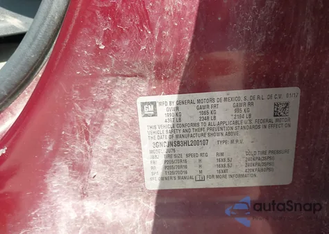 2017 Chevrolet Trax Ls from USA, damaged, VIN 3GNCJNSB3HL200107